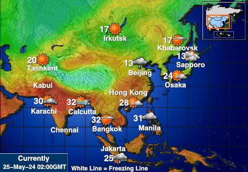 Midwayöarna Vädertemperaturkarta 