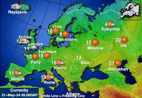 Monaco Harta temperaturii vremii 
