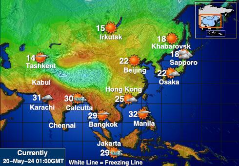 Mongolië Weer temperatuur kaart 