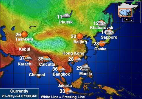 Mongolsko Mapa teplôt počasia 