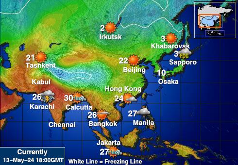 Mongolia Peta suhu cuaca 