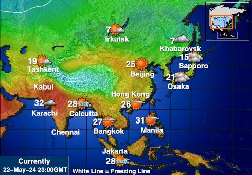 モンゴル 天気温度マップ 