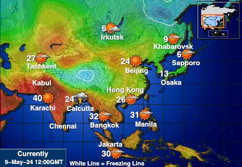 Mongolsko Mapa počasí teplota 