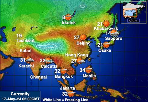 Mongolia Peta suhu cuaca 