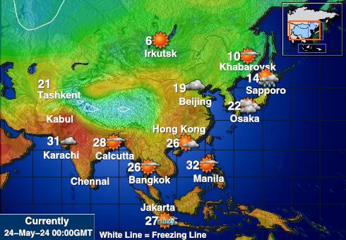 Mongolië Weer temperatuur kaart 