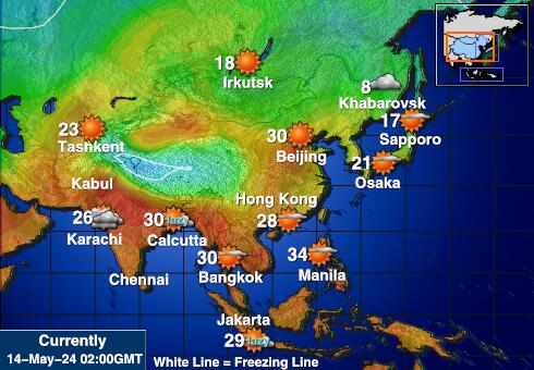 Монголия Температурна карта за времето 