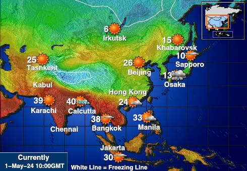 Монголия Температурна карта за времето 