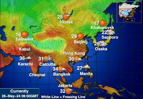Mongolia Mapa temperatura Tempo 