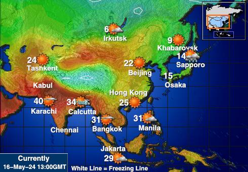 Mongolsko Mapa počasí teplota 