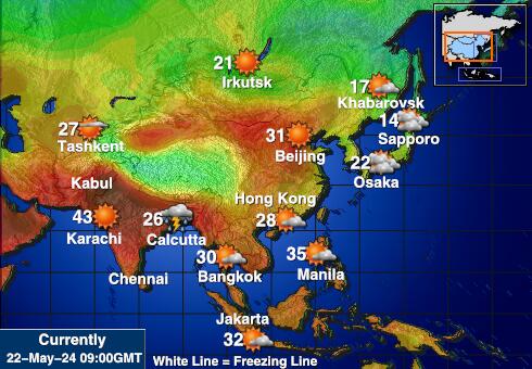 Mongolie Carte des températures de Météo 