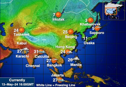 Μογγολία Θερμοκρασία Καιρός χάρτη 