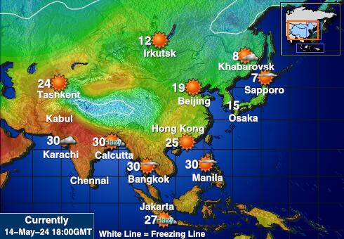 Монголија Временска прогноза, Температура, Карта 