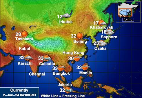 منغوليا خريطة درجة حرارة الطقس 