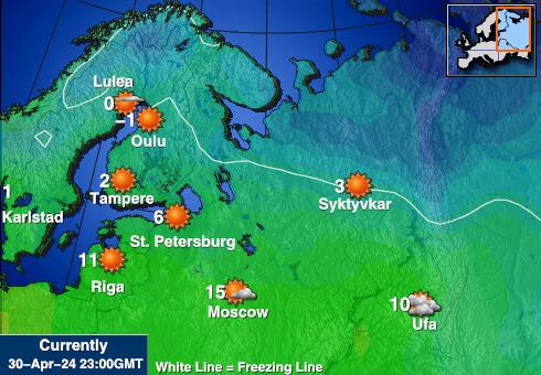 Crna Gora Vremenska prognoza, Temperatura, karta 