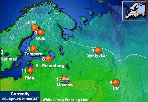 Černá Hora Mapa počasí teplota 