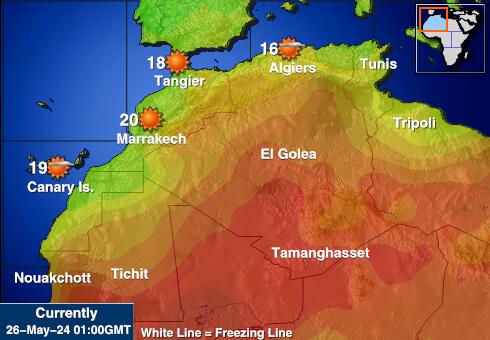 Maroko Mapa počasí teplota 
