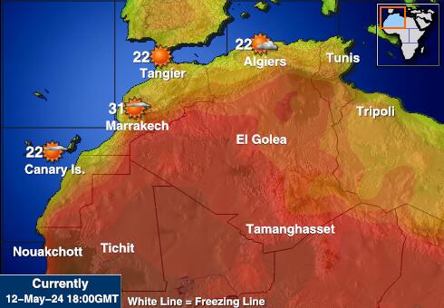 Morocco Mapa temperatura Tempo 