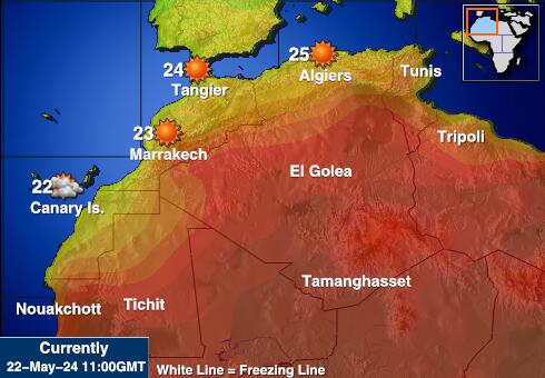 Maroko Vremenska prognoza, Temperatura, karta 
