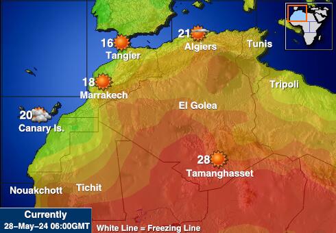 Morocco Bản đồ nhiệt độ thời tiết 