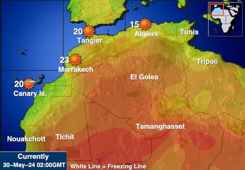 Marokkó Időjárás hőmérséklet térképen 
