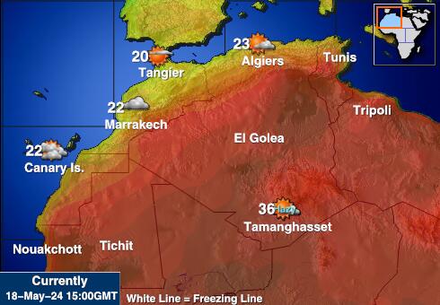 Morocco Mapa temperatura Tempo 