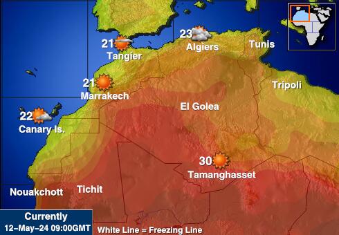 Marokkó Időjárás hőmérséklet térképen 