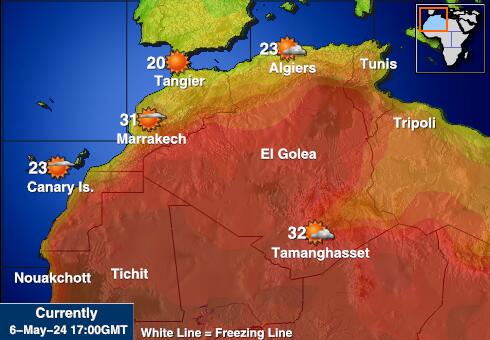 Maroko Vremenska prognoza, Temperatura, karta 