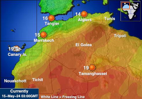 Maroko Mapa počasí teplota 