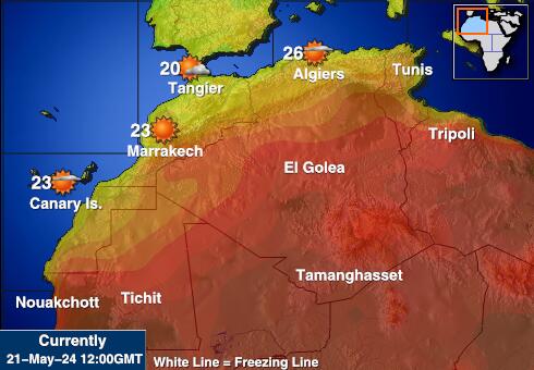 Marokko Weer temperatuur kaart 