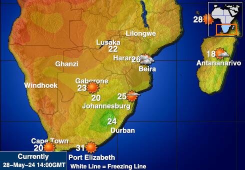 Mozambique Bản đồ nhiệt độ thời tiết 