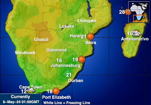 Мозамбик Карта погоды Температура 