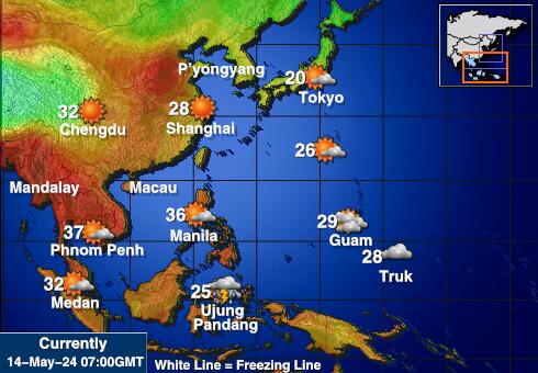 ミャンマービルマ 天気温度マップ 