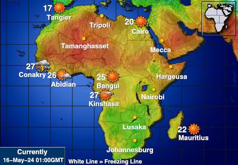 Namibija Vremenska prognoza, Temperatura, karta 