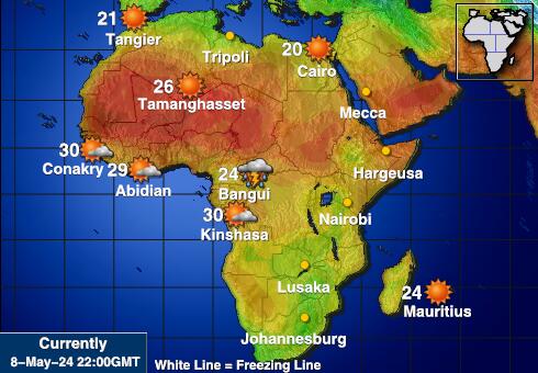 Намибия Температурна карта за времето 