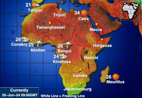Namibija Vremenska prognoza, Temperatura, karta 