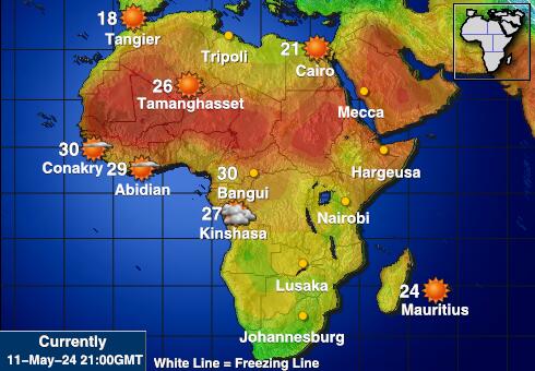 Namibia Mapa temperatura Tempo 