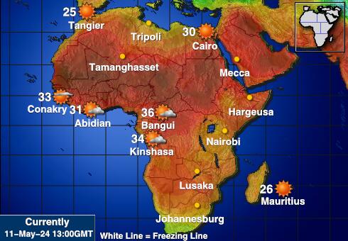 Namibie Mapa počasí teplota 