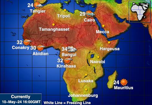 נמיביה מפת טמפרטורת מזג האוויר 