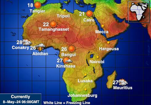 Намибија Временска прогноза, Температура, Карта 
