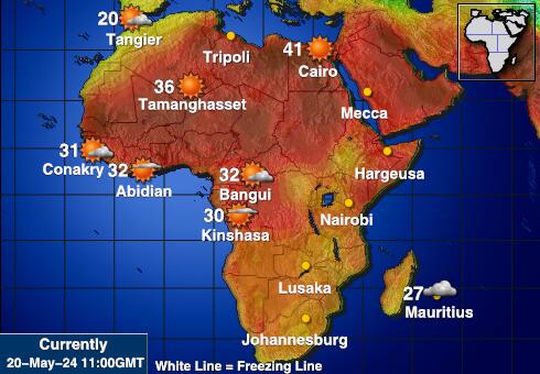Namibia Mapa de temperatura Tiempo 