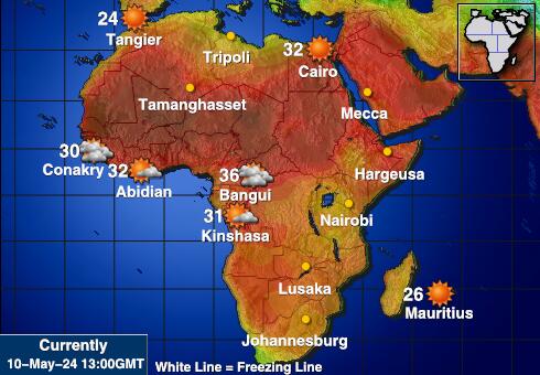 Namíbia Időjárás hőmérséklet térképen 
