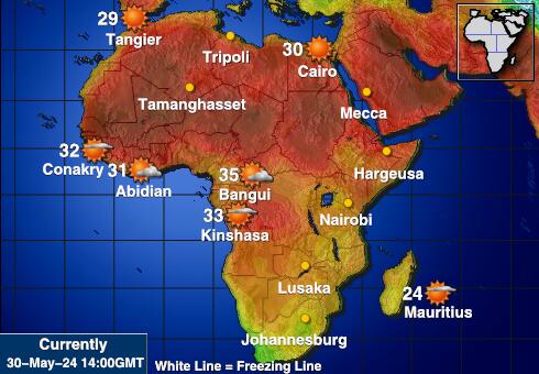 नामीबिया मौसम का तापमान मानचित्र 