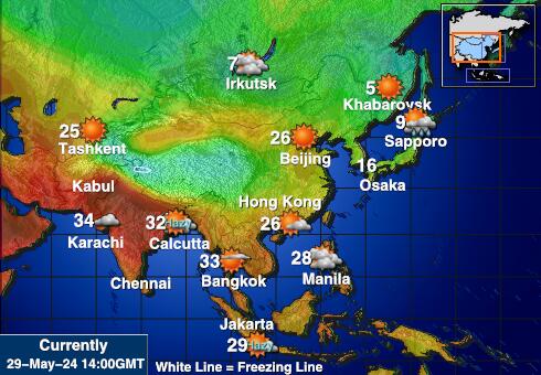 Nepal Bản đồ nhiệt độ thời tiết 