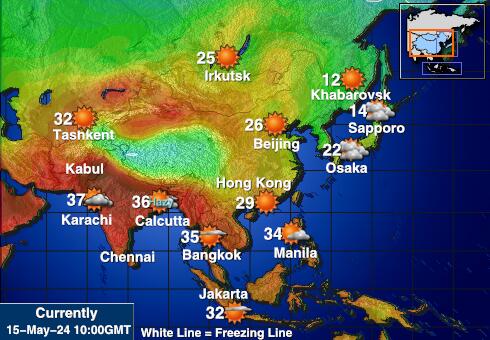 Nepal Mapa temperatura Tempo 