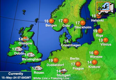 Holandsko Mapa teplôt počasia 