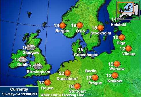 Nizozemska Vremenska prognoza, Temperatura, karta 