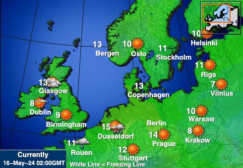 Nizozemsko Mapa počasí teplota 