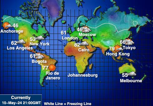 Nieuw-Caledonië Weer temperatuur kaart 