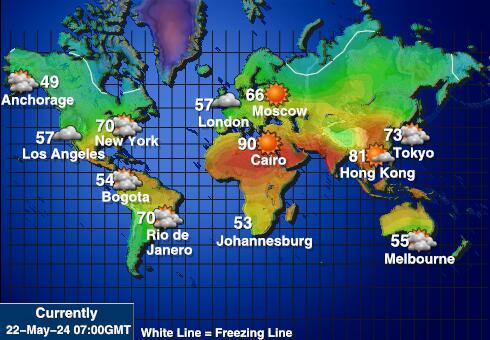 Nieuw-Caledonië Weer temperatuur kaart 