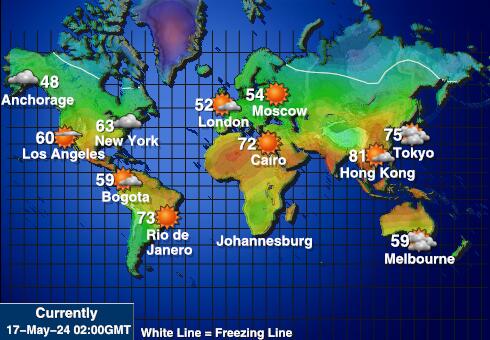 Nová Kaledónia Mapa teplôt počasia 